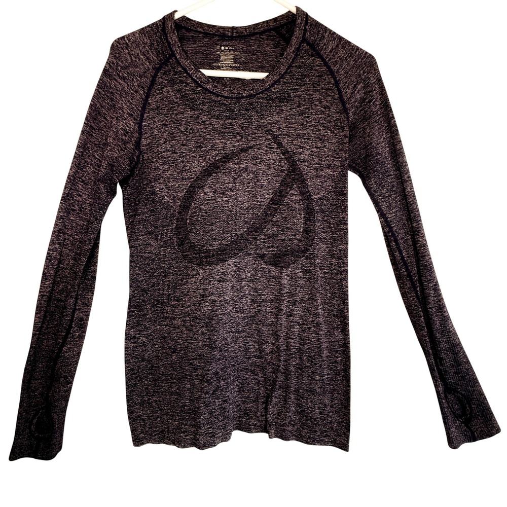 CRZ YOGA Seamless Long Sleeve Top Women M Purple Space Dye Thumbhole Excellent